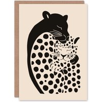 Artery8 Greeting Card Panther & Leopard Abstract Minimalism Animals in Black