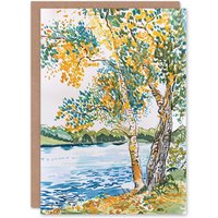 Artery8 Greeting Card Seine Paris River Bank Autumn Tree Watercolour Birthday