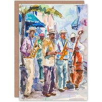 Artery8 Greeting Card New Orleans Jazz Music Festival Street Musicians