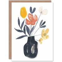 Artery8 Greeting Card Boho Abstract Watercolour Flower Bouquet Mother's Day