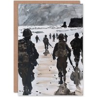 Artery8 Greeting Card D Day Landing Normandy Beach WWII War Soldiers Birthday in Grey
