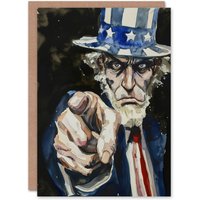 Artery8 Greeting Card War WWII USA Uncle Sam Want You Sinister Dark Birthday in Blue