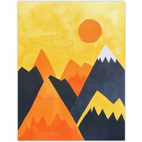 Artery8 Sunrise Over Himalayan Mountain Range Abstract Wall Art Print in Yellow | Size: W24" x H32"