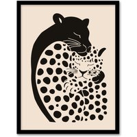 Artery8 Panther & Leopard Abstract Minimalism Animals Framed Art Print in Black | Size: A4