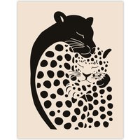 Artery8 Panther & Leopard Abstract Minimalism Animals Wall Art Print in Black | Size: W12" x H16"