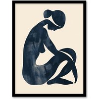 Artery8 Abstract Female Silhouette Minimalist Painting Framed Art Print in Beige | Size: W12" x H16"