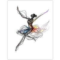 Artery8 Abstract Pen & Ink Line Art Ballerina Dance Wall Art Print in Black | Size: W18" x H24"