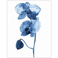 Artery8 Blue Orchid Flower Bloom Watercolour Painting Wall Art Print | Size: W12" x H16"