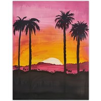 Artery8 California Sunset Sky Orange Pink Sky Setting Sun Wall Art Print | Size: W18" x H24"