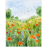 Artery8 California Poppy Reserve Summer Flower Meadow Wall Art Print in Green | Size: W24" x H32"