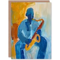 Artery8 Jazz Music Saxophone Player Abstract Painting Birthday Card