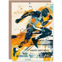 Artery8 Men's Sport Runner Athlete Culture Grunge Graffiti Birthday Card