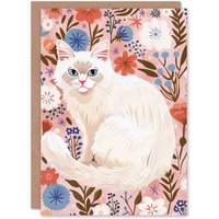 Artery8 Women's Birman Cat Lover Pink Blue Floral Pet Portrait Birthday Card
