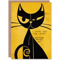 Artery8 Hate You Least From The Cat Mid Century Modern Birthday Card in Yellow
