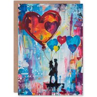 Artery8 Women's Couple Love Romance Heart Balloon Bundle Valentine's Day Card