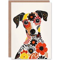 Artery8 Women's Floral Pattern Jack Russell Dog Lover Folk Art Birthday Card