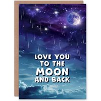 Artery8 Love You To The Moon & Back Dreamy Night Sky Birthday Card in Purple