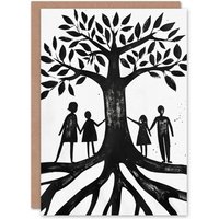 Artery8 Family Roots Black & White Conceptual Art Birthday Card