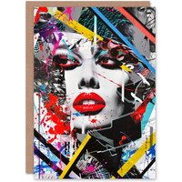 Artery8 Women's Glam Metal Culture Paint Splat Abstract Collage Birthday Card