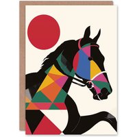 Artery8 Men's Colourful Geometric Grand National Horse Race Ad Birthday Card