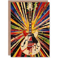 Artery8 Women's Colourful Electric Guitar Funk Conceptual Art Birthday Card