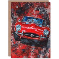 Artery8 Red Iconic Sports Car Modern Abstract Painting Father's Day Card