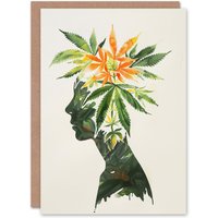 Artery8 Marijuana Queen Weed Concept Art Watercolour Birthday Card in Green