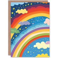Artery8 Rainbows Stars Happy Colourful Dreamy Night Good Luck Card