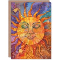 Artery8 Women's The Sun Colourful Watercolour Tarot Card Design Good Luck Card in Orange