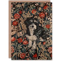 Artery8 Women's Yorkshire Terrier Retro Floral Pattern Dog Lover Birthday Card