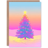 Wee Blue Coo Vibrant Colourful Pink Blue Yellow Tree Xmas For Mum Christmas Card
