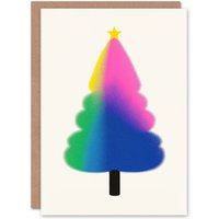 Wee Blue Coo Tree Colourful Gradient Colour Modern Xmas Art Blank Christmas Card