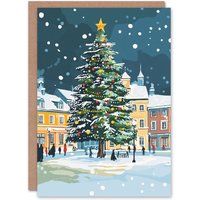 Artery8 Decorated Tree Town Square Winter Snow Christmas Fun Festive Xmas Card