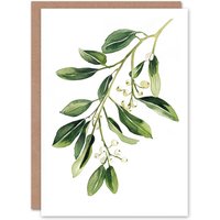 Artery8 Mistletoe Branch Soft Bright Christmas Fun Gift Festive Xmas Card in Green