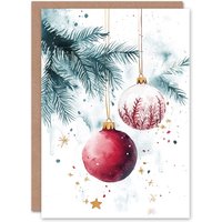 Artery8 Hanging Bauble Tree Ornaments Stars Christmas Fun Festive Xmas Card in Green