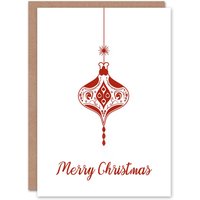 Artery8 Single Red Finial Bauble Design Bold Modern Christmas Greeting Card