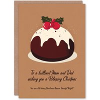 Artery8 Relaxing Wishes Still Doing Dinner Right Funny Christmas Greeting Card in Brown