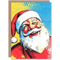 Artery8 Laughing Santa Claus Vibrant Comic Pop Art Christmas Greeting Card