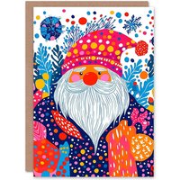 Wee Blue Coo Modern Folk Art Garden Gnome Vibrant Colourful Xmas Christmas Card