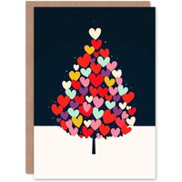 Wee Blue Coo Heart Decorated Tree Festive Love Bold Modern Xmas Christmas Card