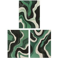 Artery8 Set of 3 Abstract Green Black Amazon River Aerial A4 Size Art Prints | Size: W12" x H16"