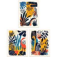 Artery8 Set of 3 Modern Abstract Dinosaur Jungle 12X16" Wall Art Prints in Yellow | Size: A4