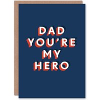 Artery8 Men's You Are My Hero Simple Bold Sweet Sincere Birthday Card in Dark Blue