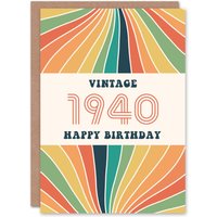 Artery8 Vintage Retro Rainbow Born 1940 Aged 85 Years Old 85th Birthday Card in Orange