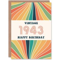 Artery8 Vintage Retro Rainbow Born 1943 Aged 82 Years Old 82nd Birthday Card in Orange