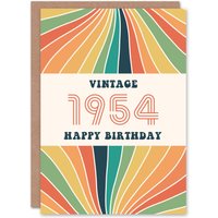 Artery8 Vintage Retro Rainbow Born 1954 Aged 71 Years Old 71st Birthday Card in Orange