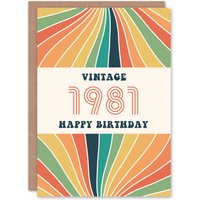 Artery8 Vintage Retro Rainbow Born 1981 Aged 44 Years Old 44th Birthday Card in Orange