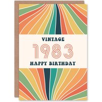 Artery8 Vintage Retro Rainbow Born 1983 Aged 42 Years Old 42nd Birthday Card in Orange
