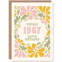Artery8 Vintage Pastel Floral Born 1967 Aged 58 Years Old 58th Birthday Card in Light Pink