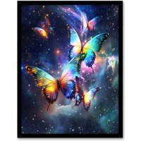 Artery8 String Theory Cosmic Butterflies Space Starscape Framed Art Print | Size: W12" x H16"